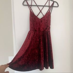 Burgundy velvet dress